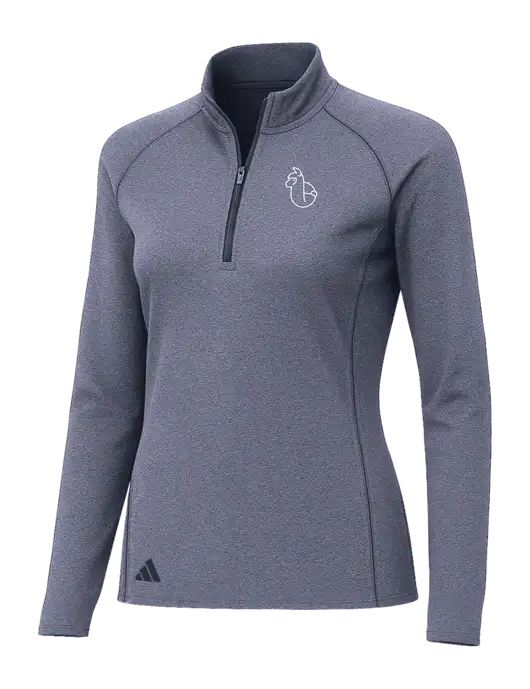 Adidas Womens Navy Melange Space Dyed Quarter-Zip Pullover  w/Alpac Logo