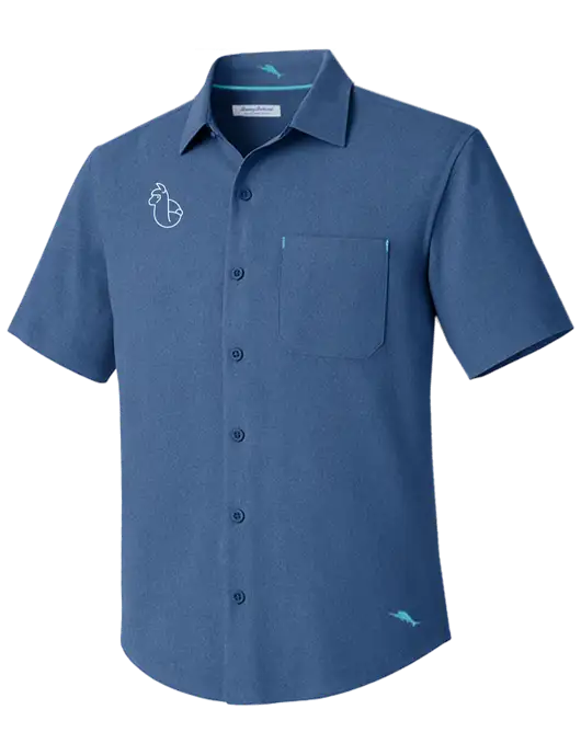Tommy Bahama Light Navy Sandy Point Short Sleeve Shirt w/Alpac Logo