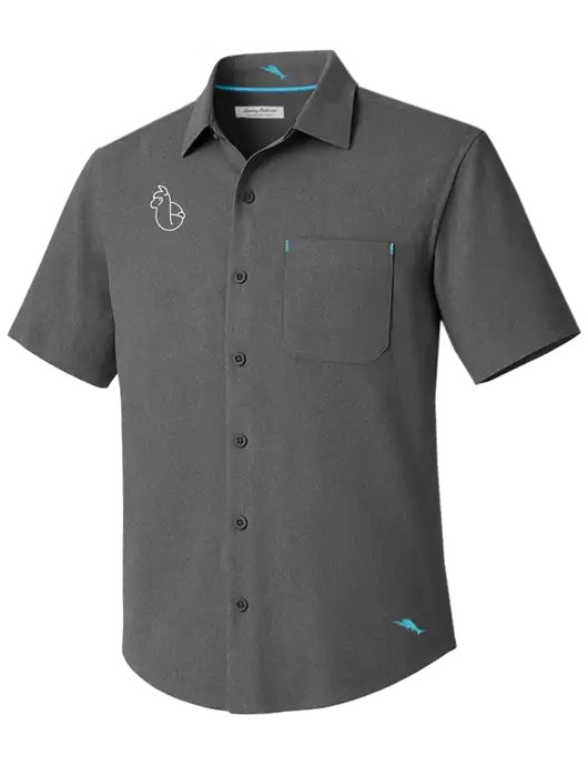 Tommy Bahama Charcoal Sandy Point Short Sleeve Shirt w/Alpac Logo