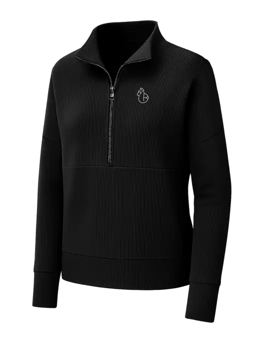 Mercer+Mettle Womens Black Linear Texture Quarter Zip w/Alpac Logo