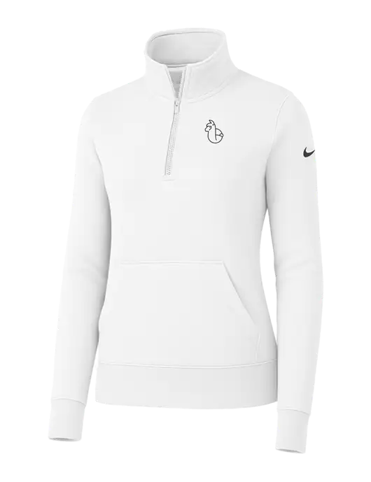 Nike Womens White Club Fleece Sleeve Swoosh 1/2-Zip w/Alpac Logo