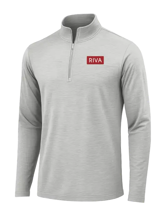 Light Grey Heather Posicharge Tri-Blend Wicking 1/4 Zip Pullover w/RIVA Logo