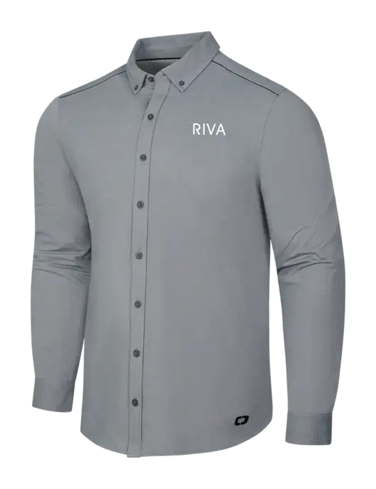 OGIO Medium Grey Heather Modern Code Stretch Button-Up Shirt w/RIVA Logo