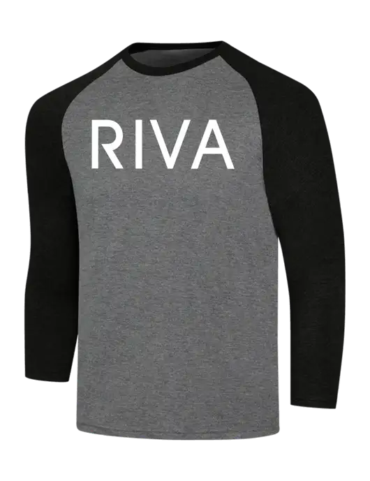 Simply Soft 3/4 Sleeve Black Frost/Grey Frost Ring Spun Cotton T-Shirt w/RIVA Logo