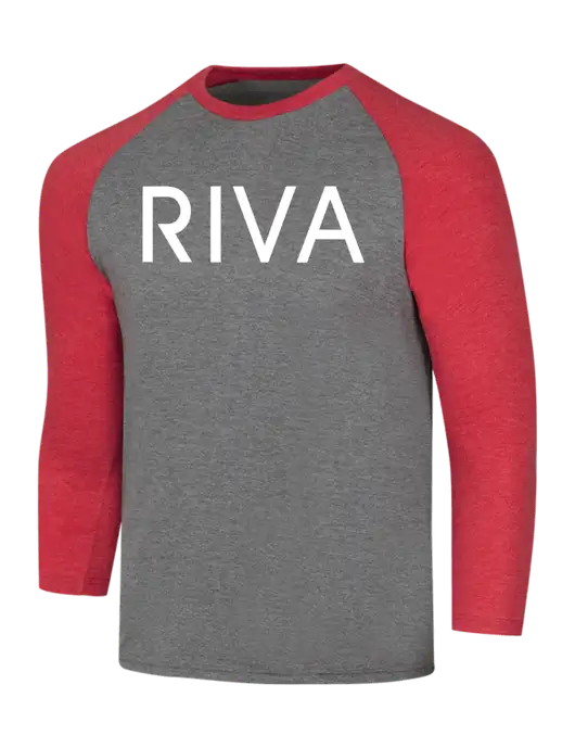 Simply Soft 3/4 Sleeve Red Frost/Grey Frost Ring Spun Cotton T-Shirt w/RIVA Logo