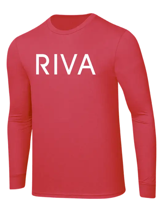 Simply Soft Long Sleeve Red Frost 4.5 oz, Poly/Combed Ring Spun Cotton T-Shirt w/RIVA Logo