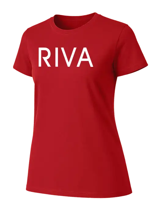 Womens Ring Spun Bright Red 4.5 oz T-Shirt w/RIVA Logo