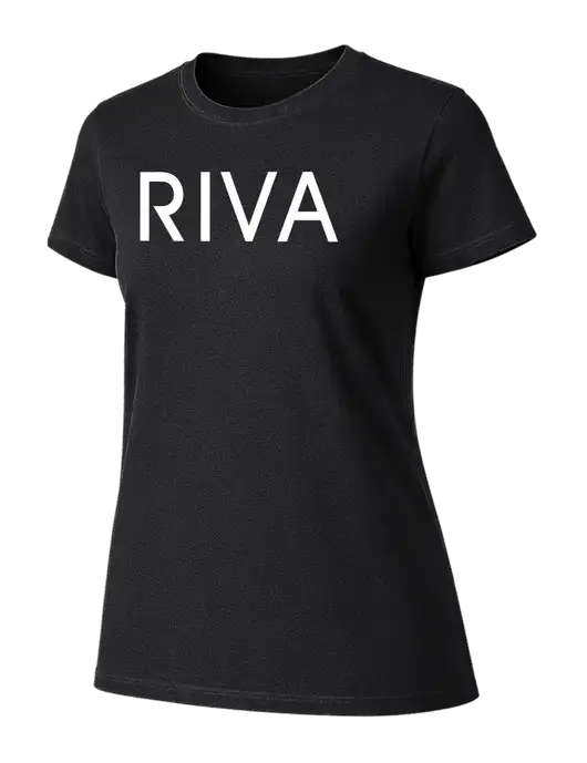Womens Ring Spun Jet Black 4.5 oz T-Shirt w/RIVA Logo