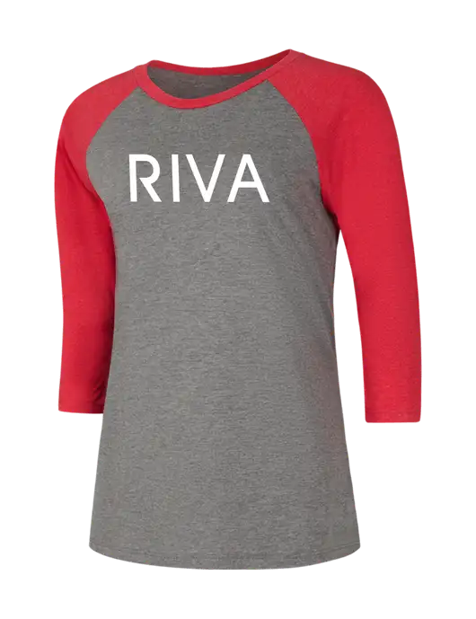 Womens Simply Soft 3/4 Sleeve Red Frost/Grey Frost Ring Spun Cotton T-Shirt w/RIVA Logo