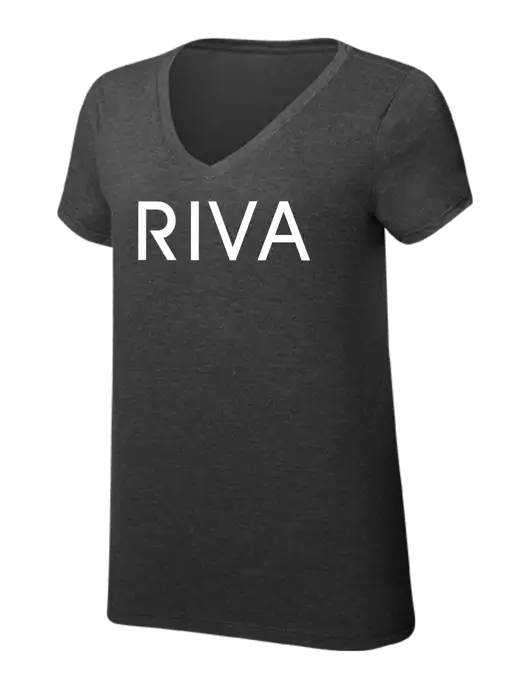 Womens Simply Soft V-Neck Black Frost 4.5oz  Poly/Combed Ring Spun Cotton T-Shirt w/RIVA Logo