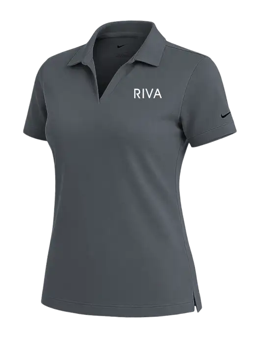 NIKE Dark Grey Womens Dri-Fit Micro Pique Polo w/RIVA Logo