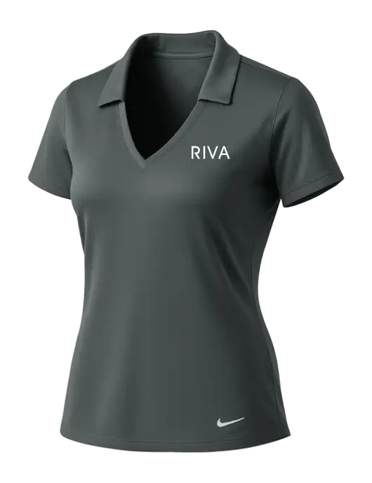 NIKE Dark Grey Womens Dri-Fit Vertical Mesh Polo w/RIVA Logo