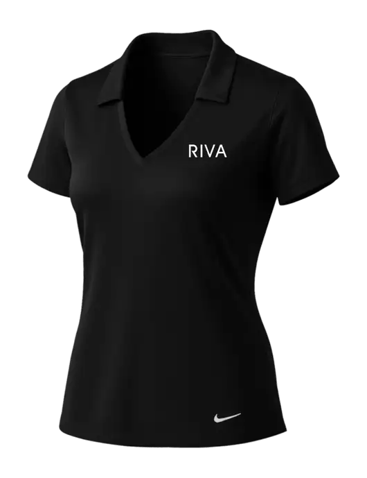 NIKE Black Womens Dri-Fit Vertical Mesh Polo w/RIVA Logo