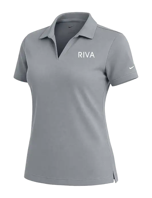 NIKE Medium Grey Womens Dri-Fit Micro Pique Polo w/RIVA Logo