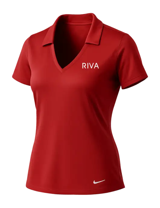 NIKE Red Womens Dri-Fit Vertical Mesh Polo w/RIVA Logo