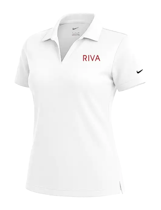 NIKE White Womens Dri-Fit Micro Pique Polo w/RIVA Logo