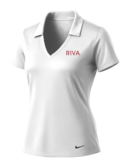 NIKE White Womens Dri-Fit Vertical Mesh Polo w/RIVA Logo