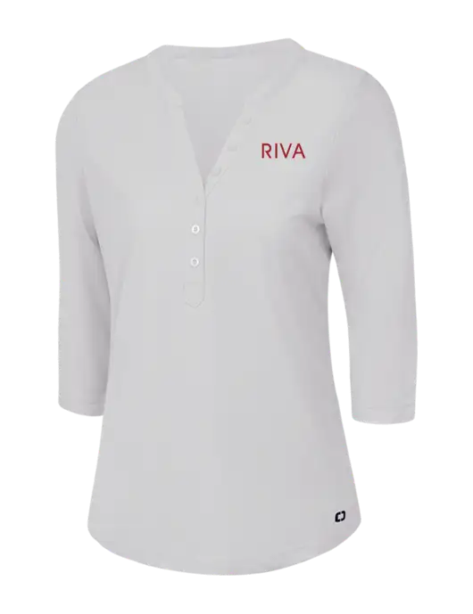 OGIO Bright White Jewel Henley w/RIVA Logo