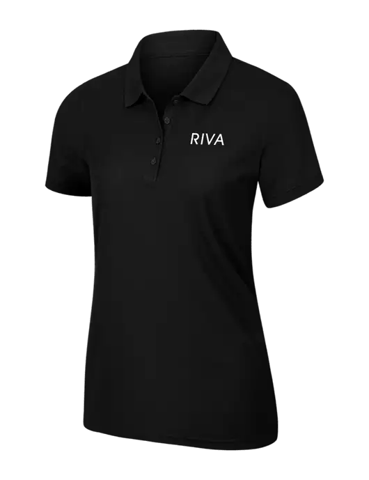 Womens Black Core Classic Pique Polo w/RIVA Logo