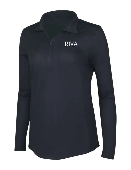 Black Triad Solid Womens Posicharge Tri-Blend Wicking 1/4 Zip Pullover w/RIVA Logo