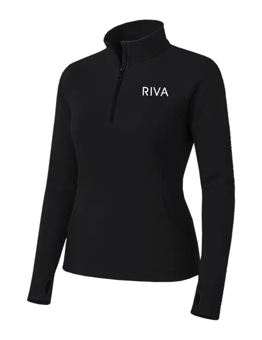 Womens Black Sport Wick Stretch 1/4 Zip Pullover w/RIVA Logo
