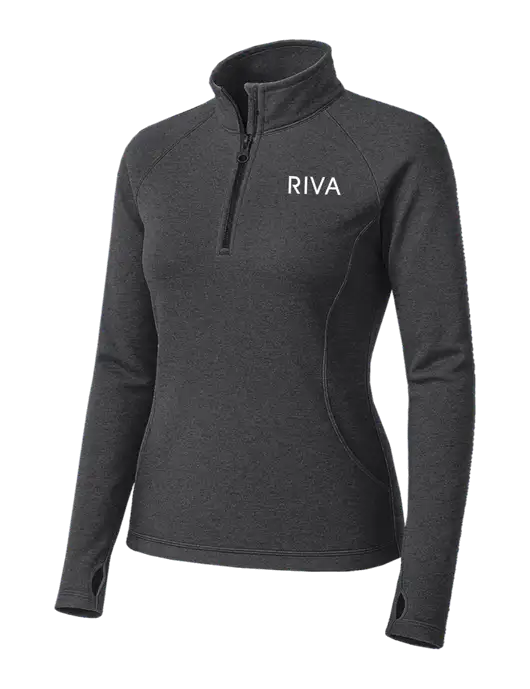 Dark Grey Heather Womens Sport Wick Stretch 1/4 Zip Pullover w/RIVA Logo