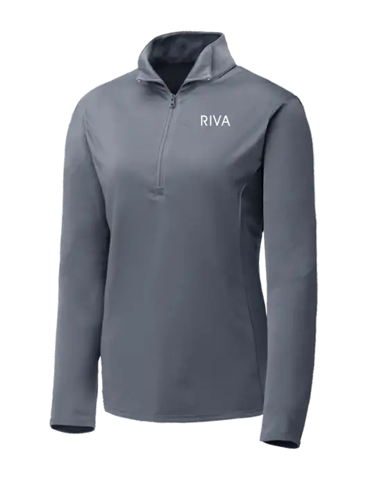 Medium Grey Womens Posicharge Competitor ¼ Zip Pullover w/RIVA Logo