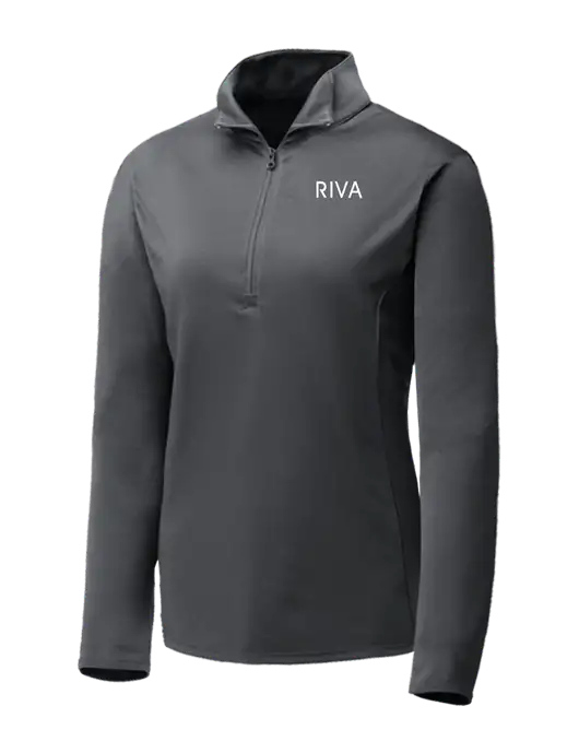 Dark Grey Womens Posicharge Competitor ¼ Zip Pullover w/RIVA Logo
