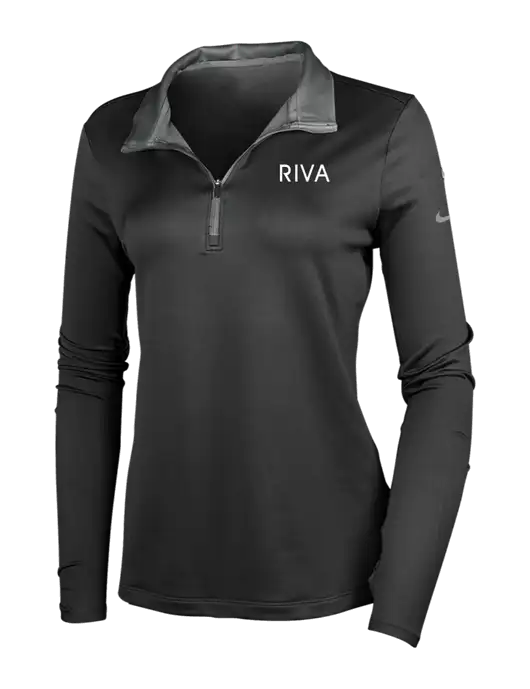 NIKE Black/Dark Grey Womens Dry-Fit Stretch 1/2 Zip Cover-Up w/RIVA Logo