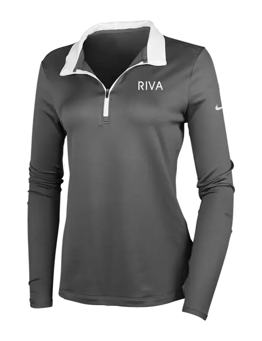 NIKE Dark Grey/White Womens Dry-Fit Stretch 1/2 Zip Cover-Up w/RIVA Logo