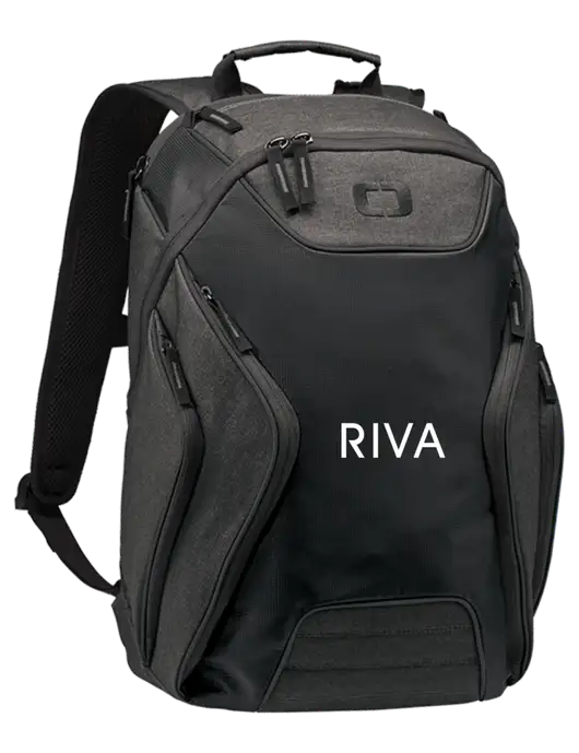 OGIO Black/Heather Grey Hatch Laptop Backpack
 w/RIVA Logo