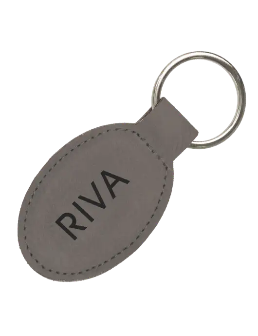 Grey Leatherette Oval Keychain w/RIVA Logo