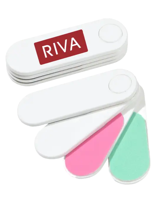 White Folding Nail Files & Buffer w/RIVA Logo