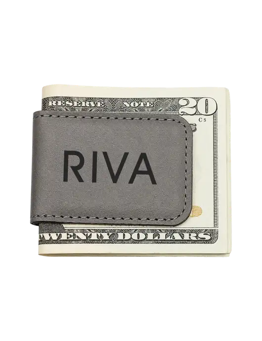 Gray Leatherette Money Clip w/RIVA Logo