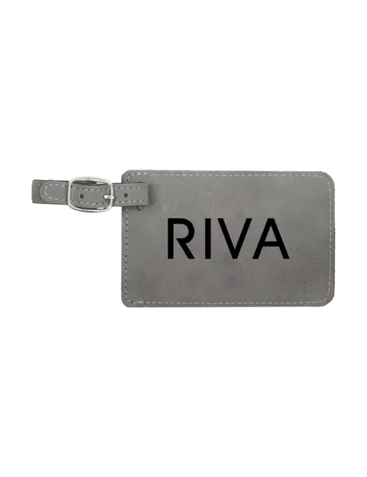 Grey Leatherette Luggage Tag w/RIVA Logo