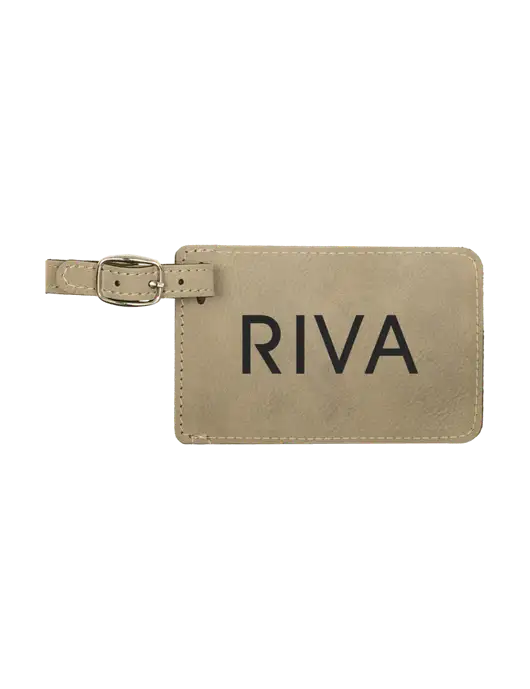 Tan Leatherette Luggage Tag w/RIVA Logo