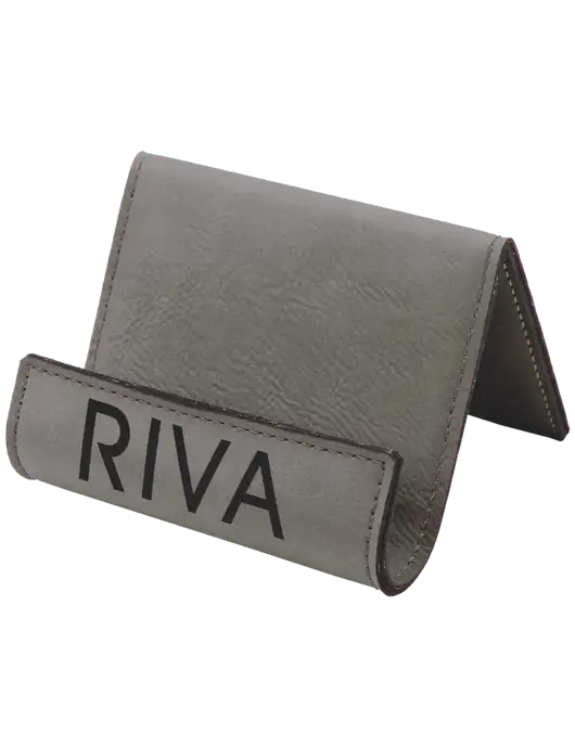 Grey Leatherette Card & Phone Holder w/RIVA Logo