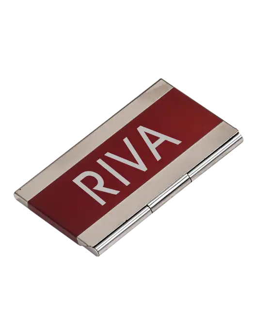 Red 3.75 x 2.5 Business Card Holder w/RIVA Logo