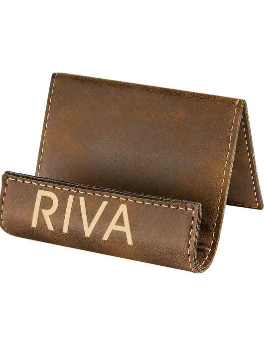 Rustic Leatherette Card & Phone Holder w/RIVA Logo