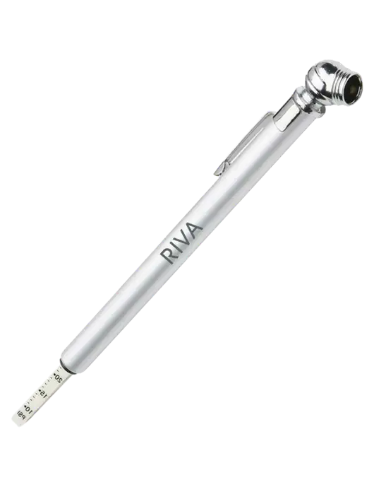 Quick View Silver Tire Gauge w/RIVA Logo