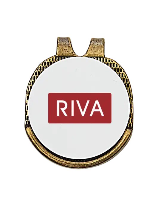 Antique Gold Hat Clip w/Golf Ball Marker w/RIVA Logo