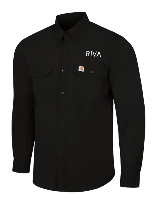 Carhartt Force Black Solid Long Sleeve Shirt w/RIVA Logo