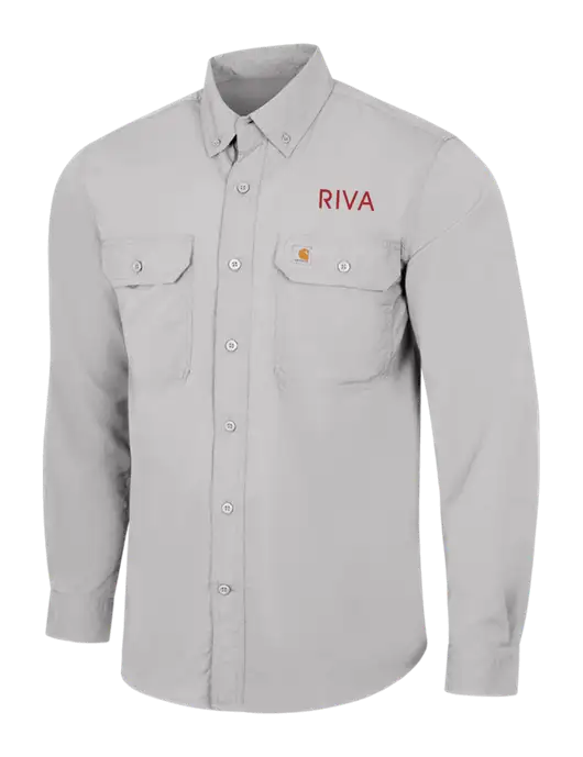 Carhartt Force Light Grey Solid Long Sleeve Shirt w/RIVA Logo